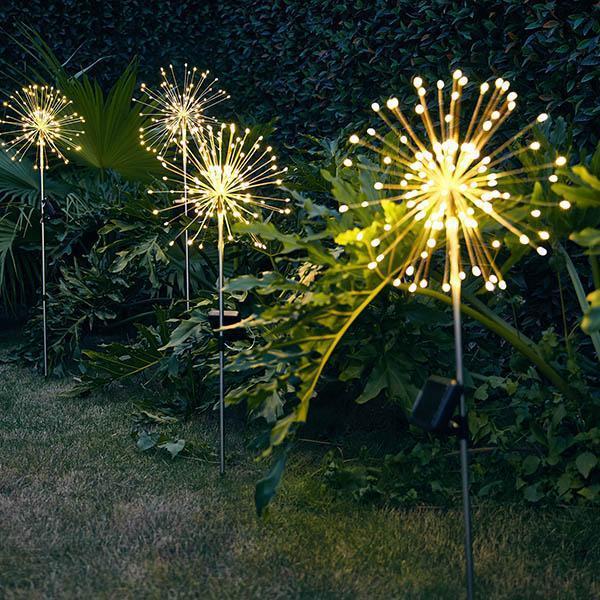 Lampe Solaire Exterieur Jardin 2 Pièces 150 LED Feu d'artifice
